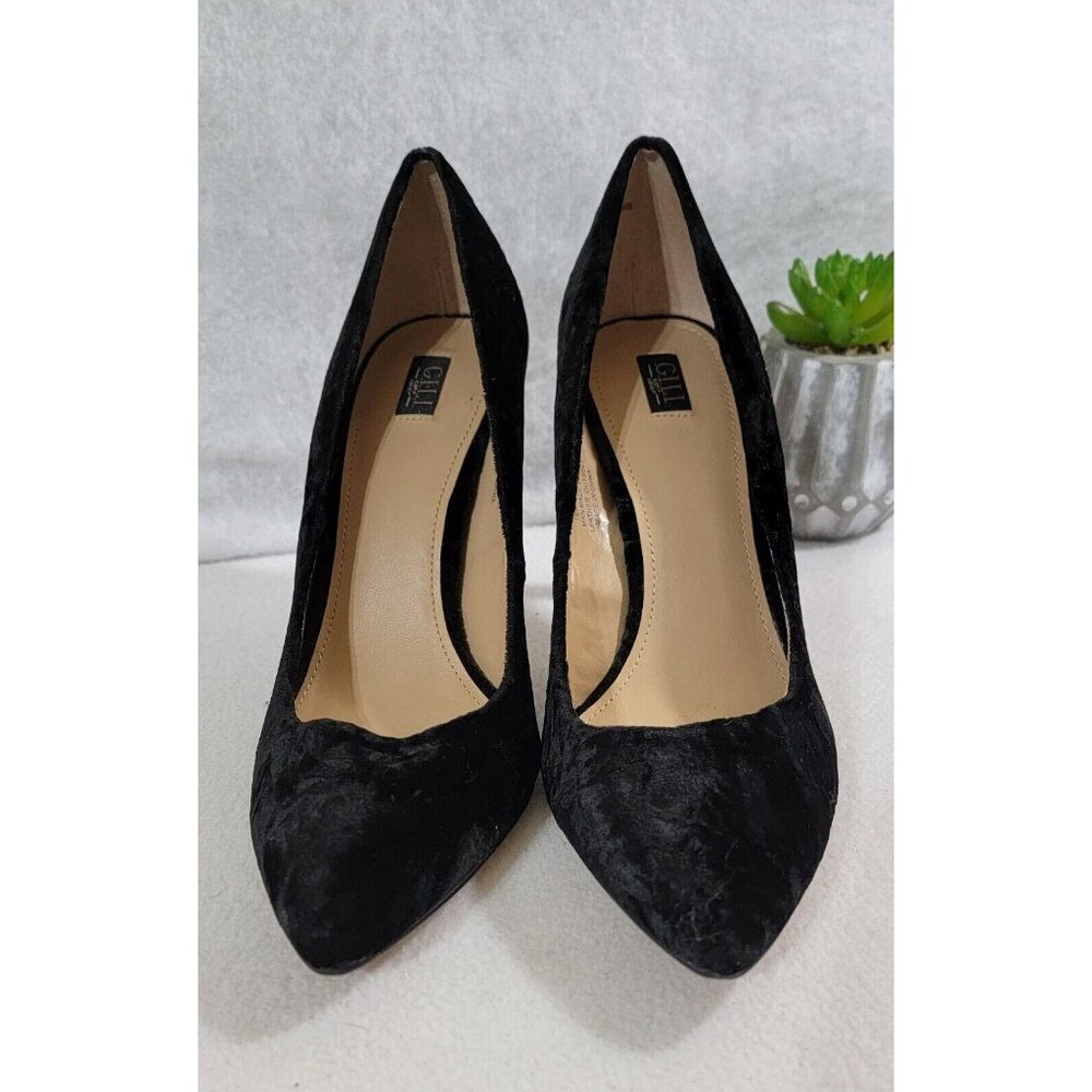 GILI Womens Black Velvet Alecia‎ Pumps Shoes High Heels Pointed Toe Size 9M - Picture 5 of 13